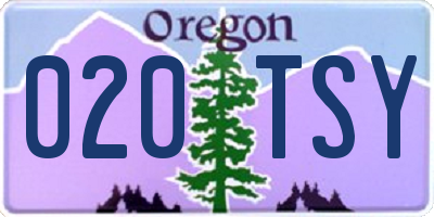 OR license plate 020TSY