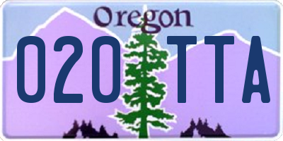 OR license plate 020TTA
