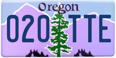 OR license plate 020TTE