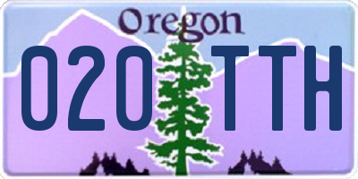 OR license plate 020TTH