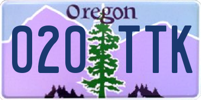 OR license plate 020TTK