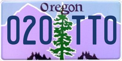OR license plate 020TTO