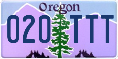 OR license plate 020TTT