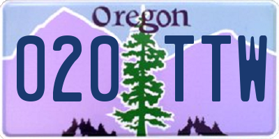 OR license plate 020TTW
