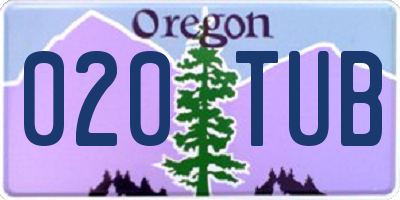 OR license plate 020TUB