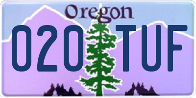 OR license plate 020TUF