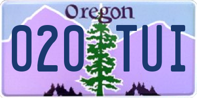 OR license plate 020TUI