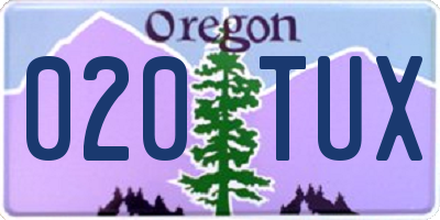 OR license plate 020TUX