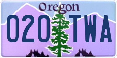 OR license plate 020TWA