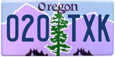 OR license plate 020TXK