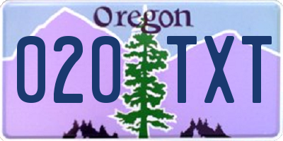 OR license plate 020TXT