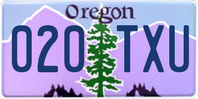 OR license plate 020TXU