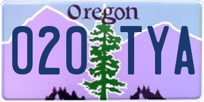 OR license plate 020TYA