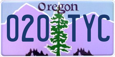 OR license plate 020TYC