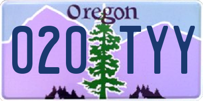 OR license plate 020TYY