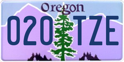 OR license plate 020TZE