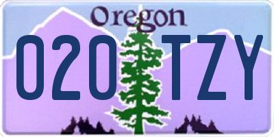 OR license plate 020TZY