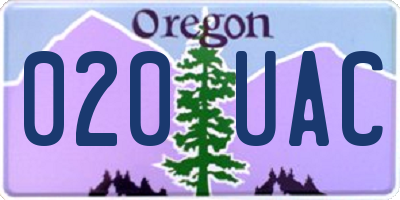 OR license plate 020UAC