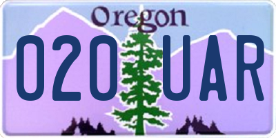OR license plate 020UAR
