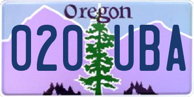 OR license plate 020UBA