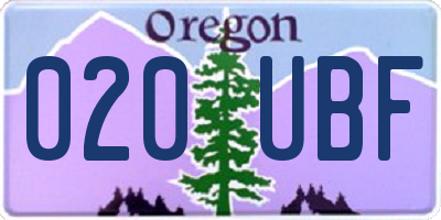 OR license plate 020UBF