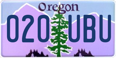 OR license plate 020UBU