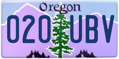 OR license plate 020UBV
