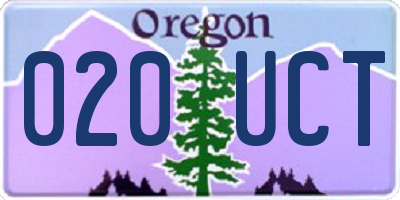 OR license plate 020UCT