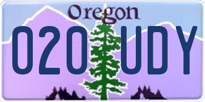 OR license plate 020UDY