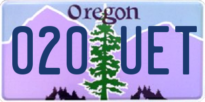 OR license plate 020UET