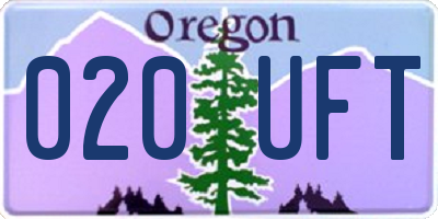OR license plate 020UFT