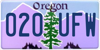 OR license plate 020UFW
