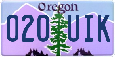 OR license plate 020UIK