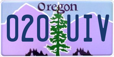 OR license plate 020UIV