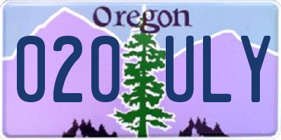 OR license plate 020ULY