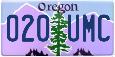 OR license plate 020UMC