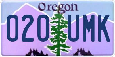 OR license plate 020UMK