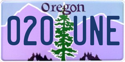 OR license plate 020UNE