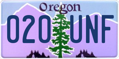 OR license plate 020UNF