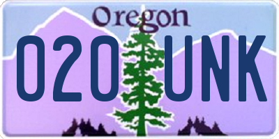 OR license plate 020UNK