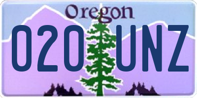 OR license plate 020UNZ