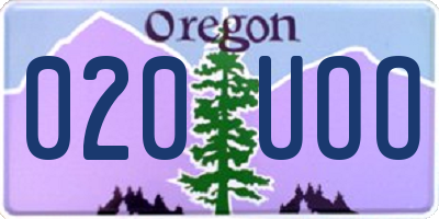OR license plate 020UOO