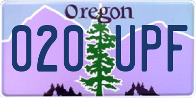 OR license plate 020UPF