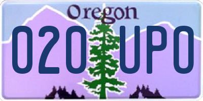 OR license plate 020UPO