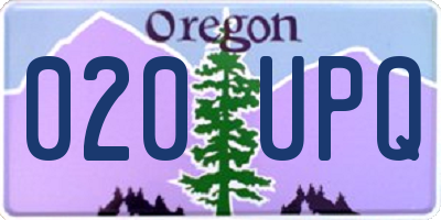 OR license plate 020UPQ