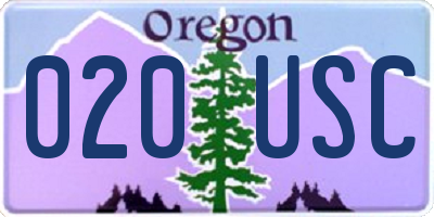 OR license plate 020USC