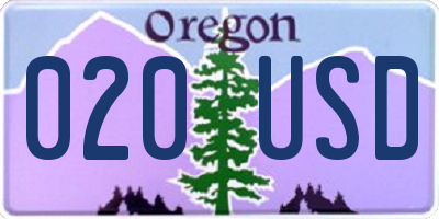 OR license plate 020USD