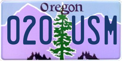 OR license plate 020USM