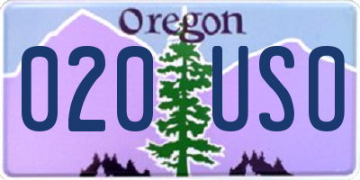 OR license plate 020USO