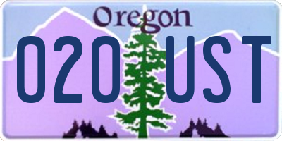 OR license plate 020UST
